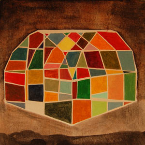 painting titled Stained Glass Greenhouse (study)